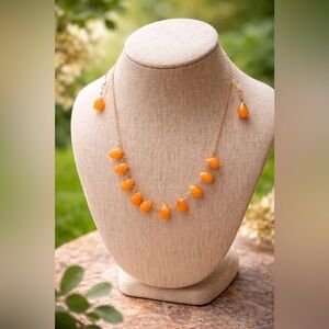 Carnelian Necklace & Earrings • Gold-Filled Chain • Handmade Gemstone Set